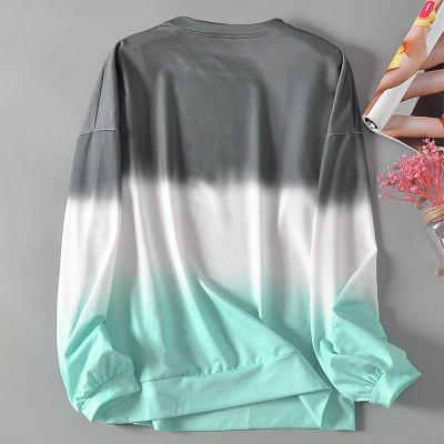 China Anti-pilling new 2021 autumn fashion wholesale tie dyed women's long sleeve pullover shirt for sale