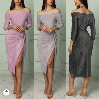 China Women's Breathable Off-the-Shoulder Half Sleeve Cocktail Dress for sale