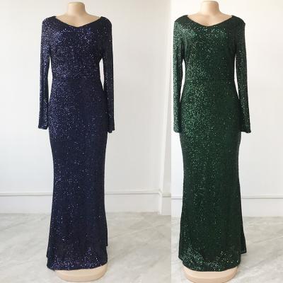 China Other 2021 Winter Women Plus Szie Sequined Evening Mermaid Dress for sale