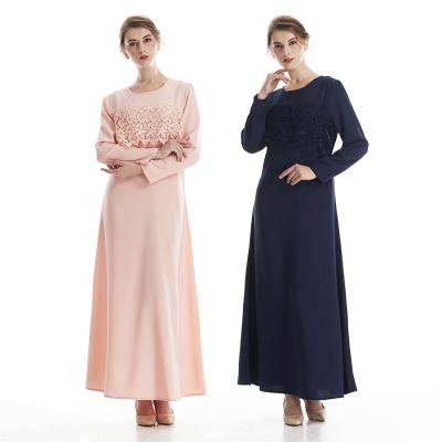 China Wholesale Muslim Islam Abaya Ethnic Lace Breathable Decorated Abaya Casual Maxi Long Sleeve Dress for sale