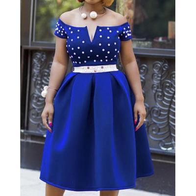 China Fashion 2021 New Wholesale Hots Sale Women Anti-Wrinkle Plus Size Swing Dress Shoulder-baring Large Evening Dress for sale