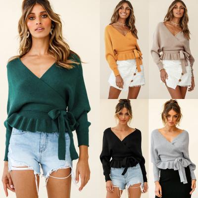 China Hot Selling Breathable Long Sleeve Puff Sleeve Plus Size Ruffle Casual Women's Sweaters For Girls Sweaters for sale