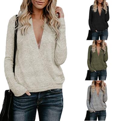 China 2021 Breathable Autumn and Winter New Women's Knitwear Women's Clothing V Collar Quilting Double Breasted Sweater for sale