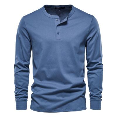 China Wholesale Men's Breathable Drop Use Henry Solid Color Casual Round Neck T-shirt Men's Slim Fit Long Sleeve Sports Shirt for sale