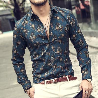 China Men's Digital Printed Floral Mens Beach Leisure Vacation Breathable Long Sleeve Shirt Plus Size Shirt for sale