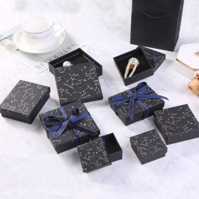 China Paper Zodiac 12 Jewelry Box Black Ring Earrings Necklace Gift Box for sale