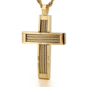 China Wholesale Retro Fashion Plated Stainless Steel Punk Crusader Gold Jesus Necklace for sale