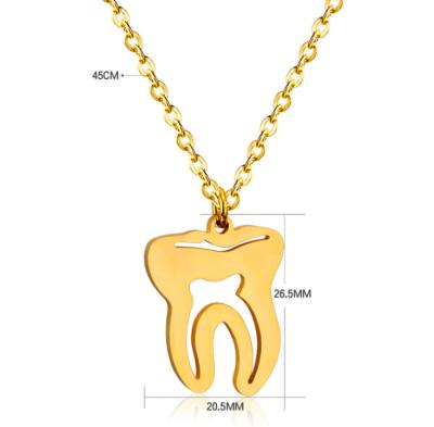 China Tricolor Titanium Steel Hiphop Tooth Human Organ Stainless Steel Pendant Necklace for sale