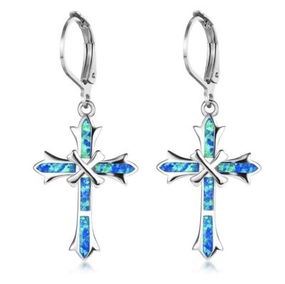 China Hot Selling Casual/Sporty Blue Opal Crown Earrings for sale