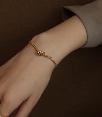 China CLASSIC 316L Stainless Steel Bracelet 14K Gold Plated Ball Knot Bracelet For Charm Bracelet Women for sale