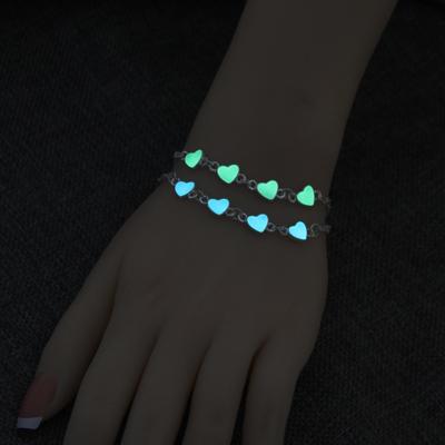 China FASHIONABLE Heart Shaped Four Fluorescent Hearts Printed Bracelet Glow-in-the-Dark Jewelry for sale