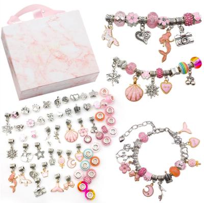 China 2021 CLASSIC Children's DIY Handmade Crystal Jewelry Lady Gift Box Set Pink Bracelet for sale