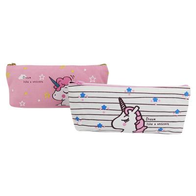 China Fashion\Comfortable Custom Cute Printed Cute Girls Pencil Case Washable Durable Cotton Canvas Soft Bag With Zipper for sale