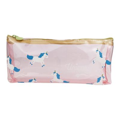 China Clear Pencil Pouch School Zipper Bag Waterproof Custom Print Office Gift Novelty Type For Girl for sale