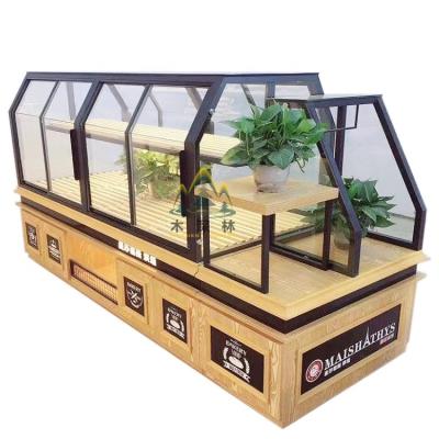 China Environmental friendly bread display cabinet with glass cover and LED lighting cake display cabinet perfect for cafe and bakery store for sale