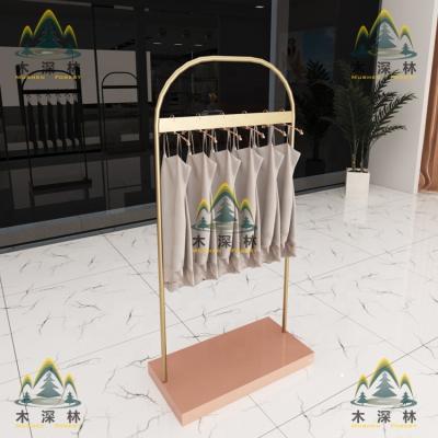 China Fashion design environmental friendly clothing display stand for sale clothing collection display with rose gold metal rack perfectly for sales for sale