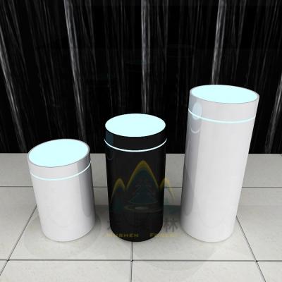 China Environmental friendly MDF and acrylic cylinder display for wedding use round display stand for things display on top for sale