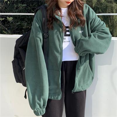 China Women's workable zipper-up turn-down collar printed FB Ulzzang Harajuku new fashionable casual women's daily coat long pocket sleeve Korean style for sale