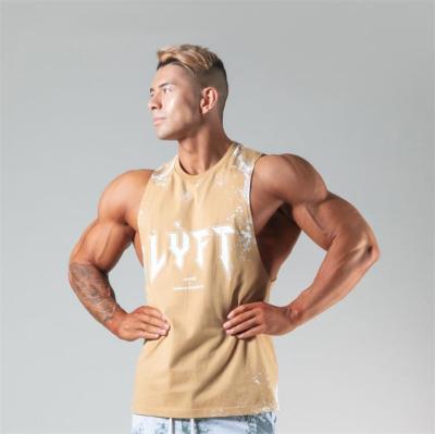 China New QUICK DRY Men's T-shirt Vest Fashion Letter Print Crewneck Fitness Fit Sleeveless Tank Tops for sale