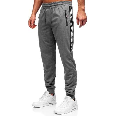 China New Anti-wrinkle Men's Stretch Sweatpants Elastic Waist Stretcher Side Striped Track Pants for sale