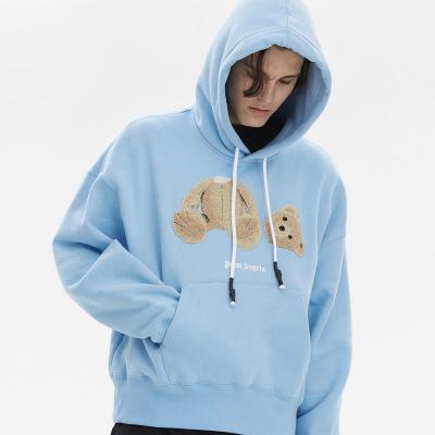 China Plus Size Brand Bear Embroidered Pullover Sweatshirt Casual 100% Cotton Hoodie for sale