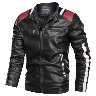 China Quality Sustainable Mens Stand Collar Plus Size Motorcycle Leather Jacket for sale