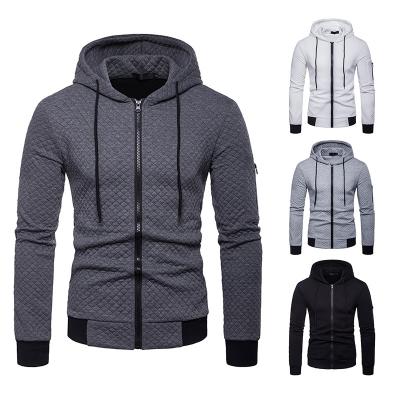 China Plus Size Men's Casual Zipper Jacket Fashion Cotton Plaid Hooded Hoodie for sale