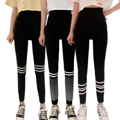 China Factory direct sale antibacterial nine points printing black legging plus size women pants running fitness yoga pants wholesale for sale