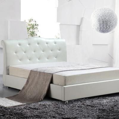 China Soft Luxury European Bed Design Upholstered Faux Leather Bed With High Bed Frame for sale