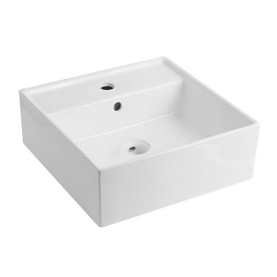 China Hotel Bathroom Modern Ceramic Hand Sink Wash Basin Sanitary Ware Rectangular Design for sale