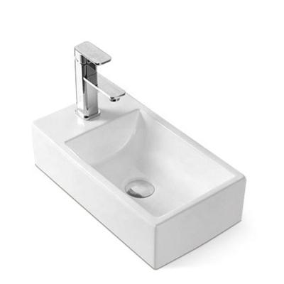 China Art Design Bathroom Vanity Counter Top Rectangle Wash Basin Bathroom Sink Modern Sanitary Ware Ceramic Hand Basin for sale