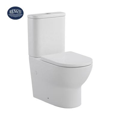 China Double-Flux Australia WaterMark Toilet Suites Europe CE Back To WC Rimless Two-Piece Sanitary Ware Wall P-Trap Flush en venta