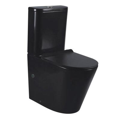 China Double-Flux Matte Black WC Luxury Rimless Toilet Two-Piece Set en venta