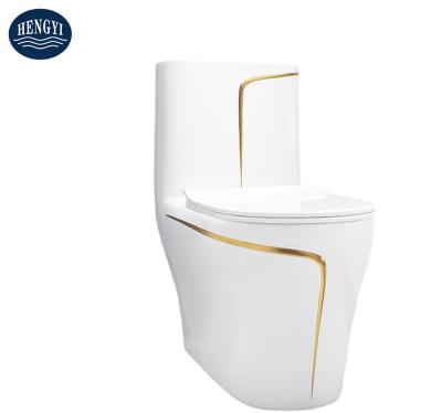 China Double-flow Luxury European Siphon Flushing Gold Multicolor Gray Ceramic Toilets New Model White Black for sale