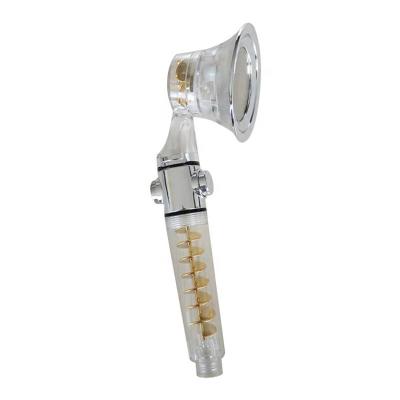 China Without Switch Bathroom High End Adjustable Handheld ABS Turbo Fan Transparent Shower Head for sale