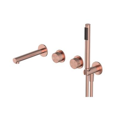 China Metered Faucets Latest Design Brushed Rose Gold Wall Mounted Shower Bathtub Water Faucet for sale