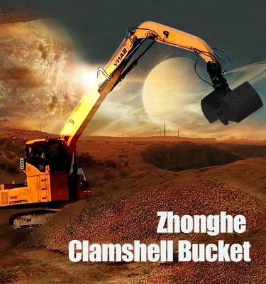 China Hydraulisch Graafwerktuig Clamshell Bucket, de Dubbele Emmer van Cilindersclamshell voor Graafwerktuig Te koop