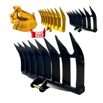 China Q355B Scraper Excavator Rake Bucket , NM400 Brush Rake For Excavator PC360 ZX300 CAT330 for sale