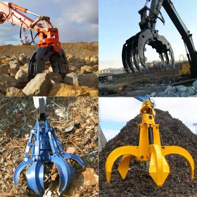 China Stone Mini Excavator Rock Grab , CE Proved Sumitomo Excavator Orange Peel Grapple for sale