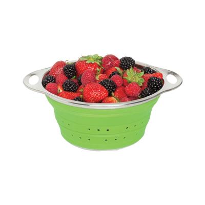 China Viable Collapsible Silicone Washing Basket Silicone Folding Colander Kitchen Accessories for sale