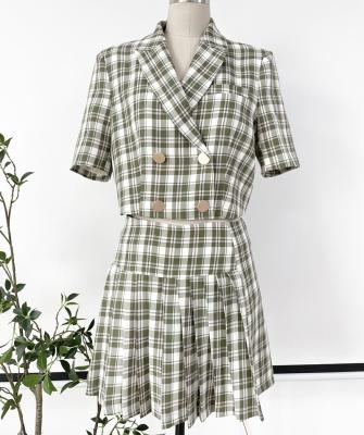 China Cheap Factory Price QUICK DRY Plaid Pattern Set Girl Campus Style Dress Student Party Suit Tail Skirt Mini Suit for sale