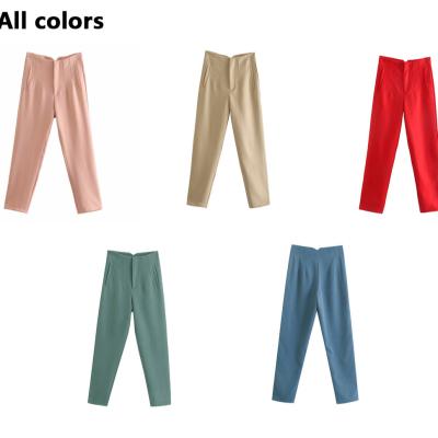 China Breathable Autumn New Style European and American Style Fold Feet Casual Women's Multicolor Harem Pants Solid Color Pants With Belt for sale