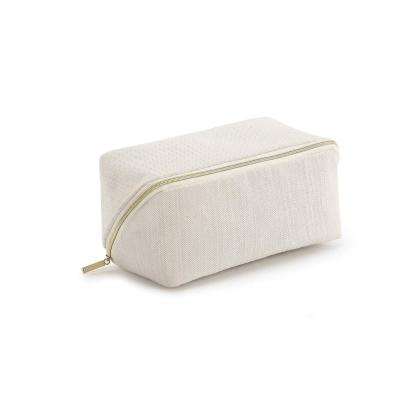 China Wholesale Custom Made Simple Travel Makeup Cotton Canvas Pouch Fashion Organizer Cosmetic Bags for sale