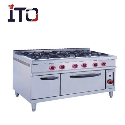 China The Industrial 6 Burner Stainless Steel Freestanding Gas Stove with Grilld&Oven for sale