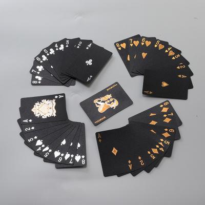 China Casino Poker Playing Cards Wholesale PVC Plastic Playing Cards/Advertising/Souvenir/Gift Gold Foil Waterproof Smooth Black Poker Cards Durable Gold Plated Poker for sale