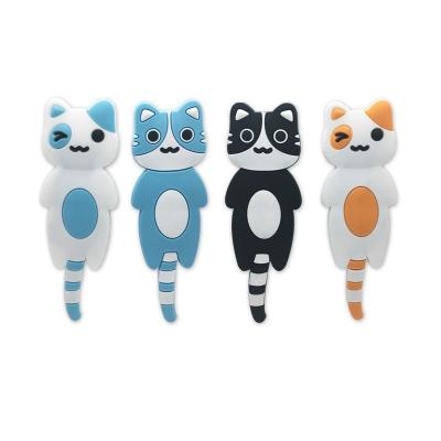 China Multifunctional Home Decorations Hook For Magnetic Cartoon Cat Refrigerator Message Sticker Storage With Tail Bendable Hook Silicone Fridge Magnet Stickers For Memory for sale