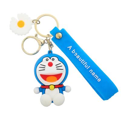 China Doraemon key chain pendant key chain 3D PVC Anime Doraemon cute dolls cute plastic satchel dolls cartoon souvenirs promotion gift for sale