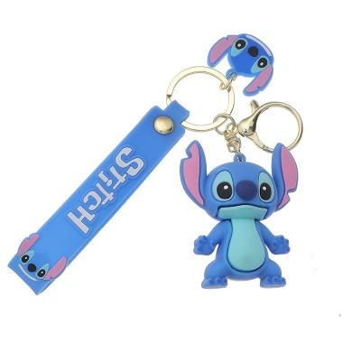 China Custom Mini Stitch Dolls Key Ring Anime Key Chain Pendant Souvenirs Promotion Gift PVC Keychains 3D Cute Stitch Rubber Character Key Chain Pendant for sale