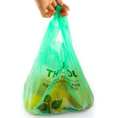 China Customized Recyclable Biodegradable BIODEGRADABLE Shopping Bag T-shirt Bag Biodegradable Shopping Bags for sale