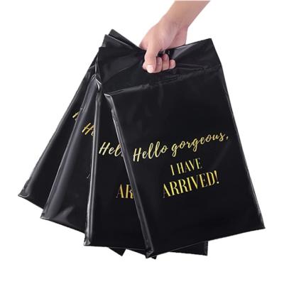 China BIODEGRADABLE Custom Black Poly Mailers Bag With Handle Logo Biodegradable Mailer Bags Custom Biodegradable Bags for sale